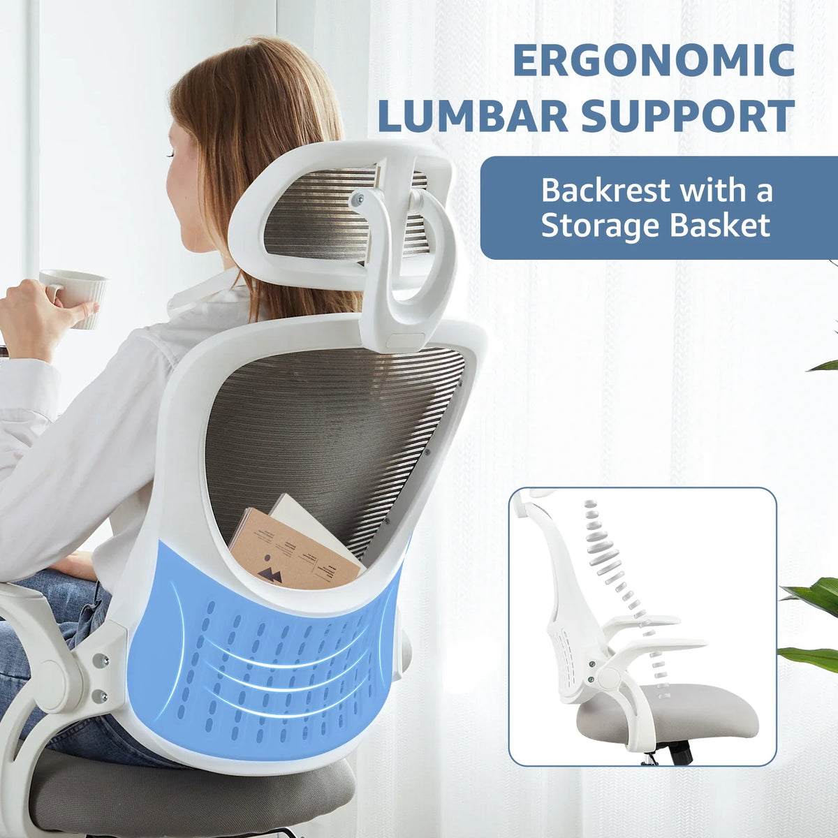 Ergonomic Mesh Office Chair - Adjustable Desk Chair with Headrest