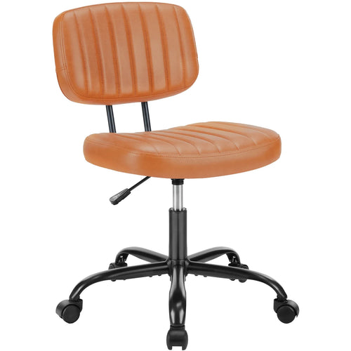 Armless Office Chair - PU Leather Swivel Computer Desk Chair