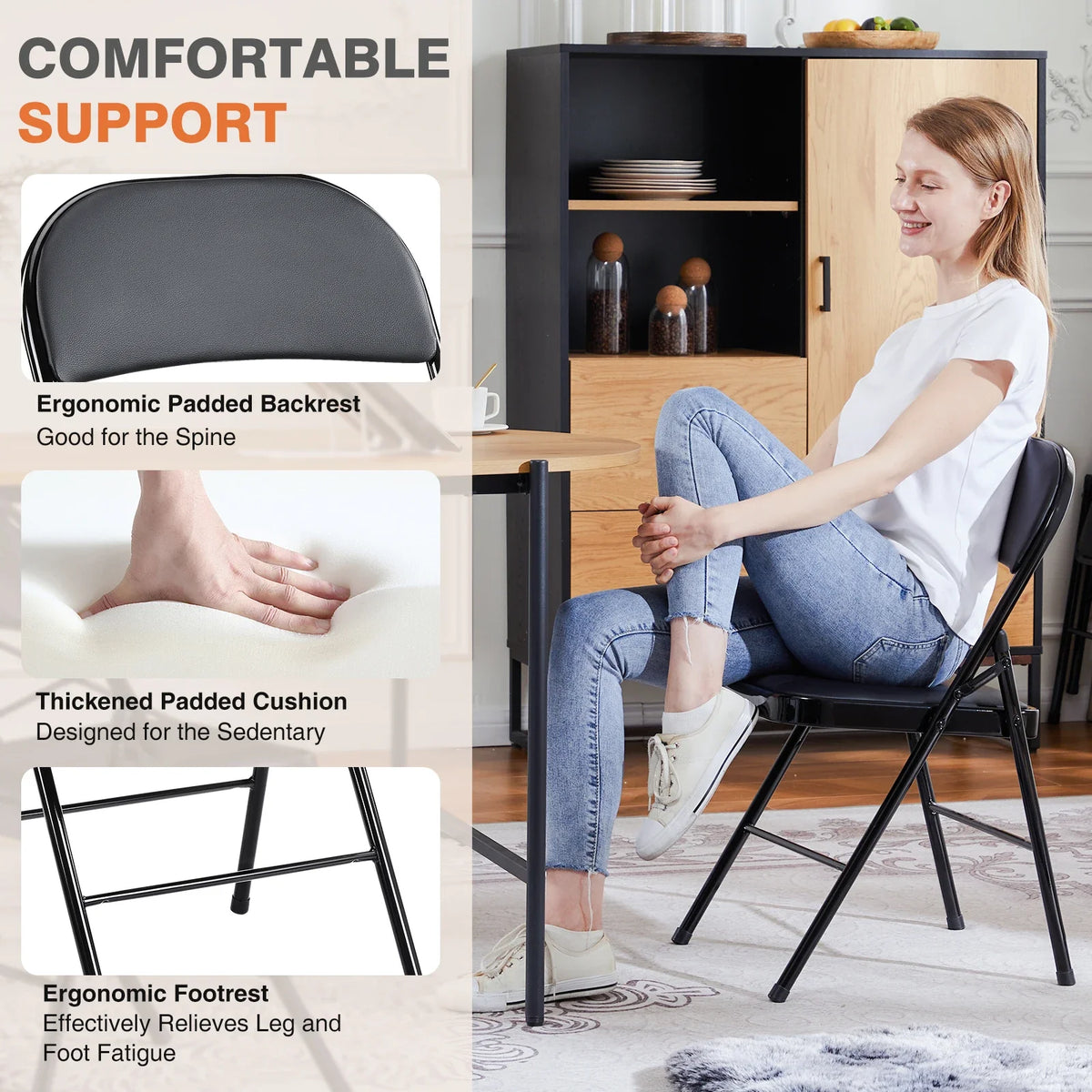 Elite - Padded PU Leather Folding Chairs (4-Pack)