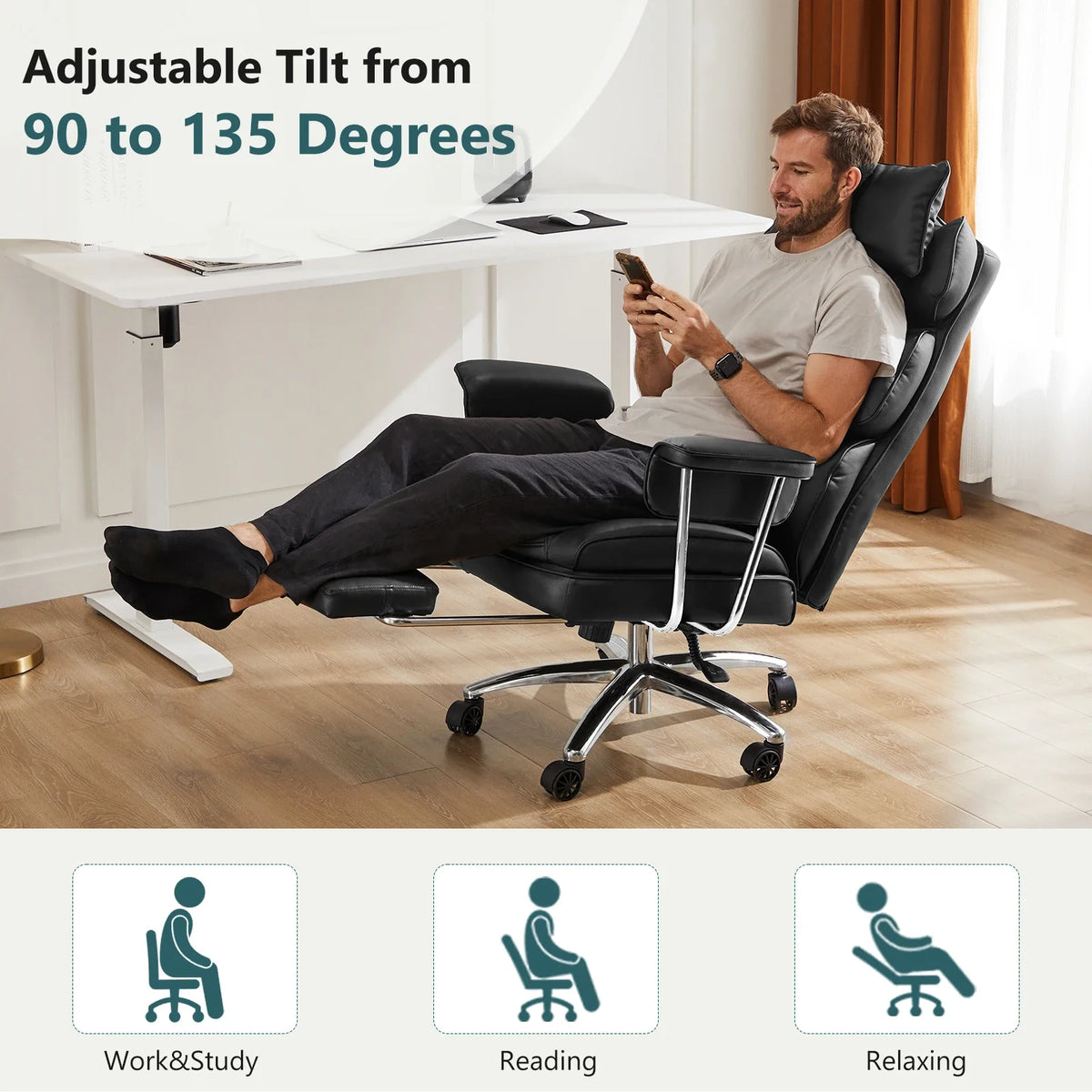 Executive - Ergonomic PU Leather Office Chair with Footrest