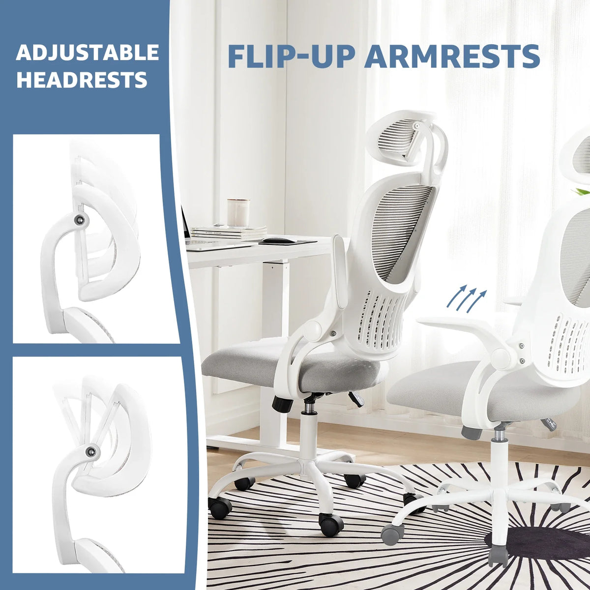 Ergonomic Mesh Office Chair - Adjustable Desk Chair with Headrest