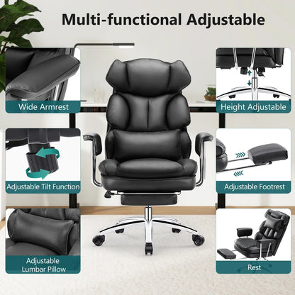 Executive - Ergonomic PU Leather Office Chair with Footrest