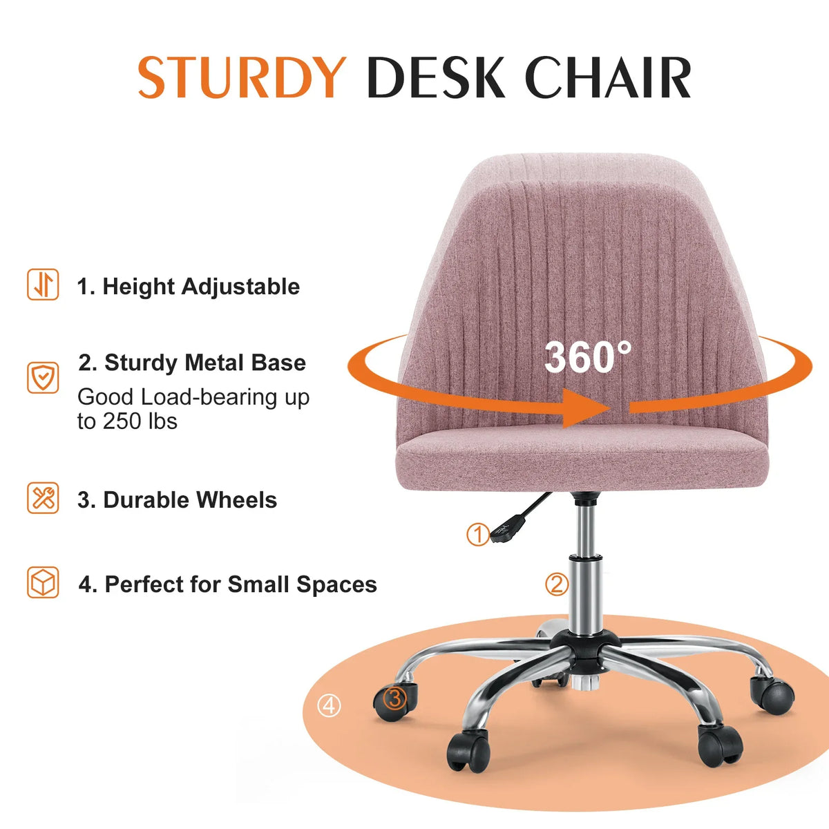 Modern Shell - Armless Fabric Vanity & Desk Chair