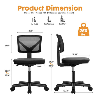 Ergo-Compact - Armless Mesh Office Chair with Lumbar Support