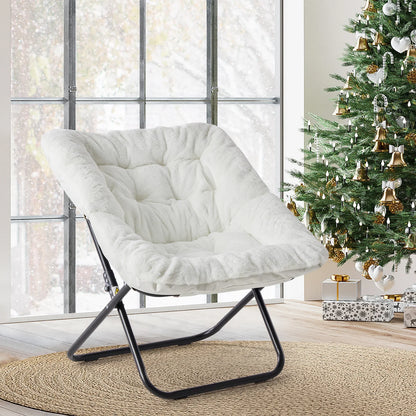 Cozy Saucer Chair - Faux Fur Folding Lounge Chair