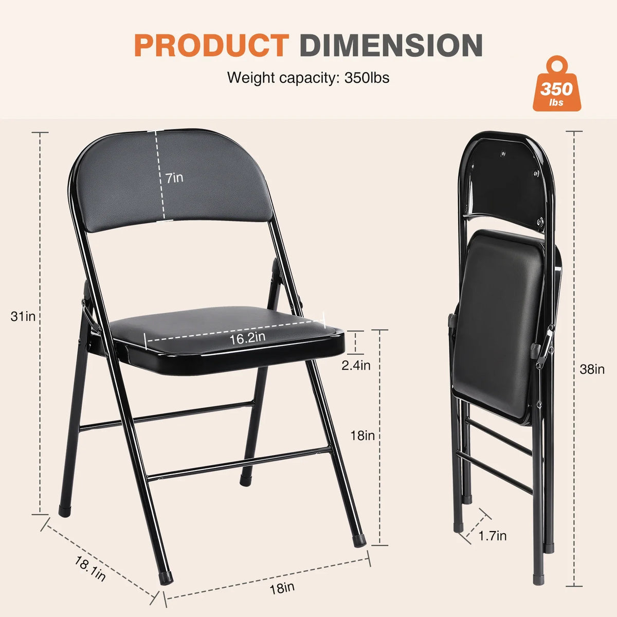 Elite - Padded PU Leather Folding Chairs (4-Pack)