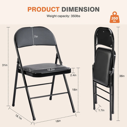 Elite - Padded PU Leather Folding Chairs (4-Pack)