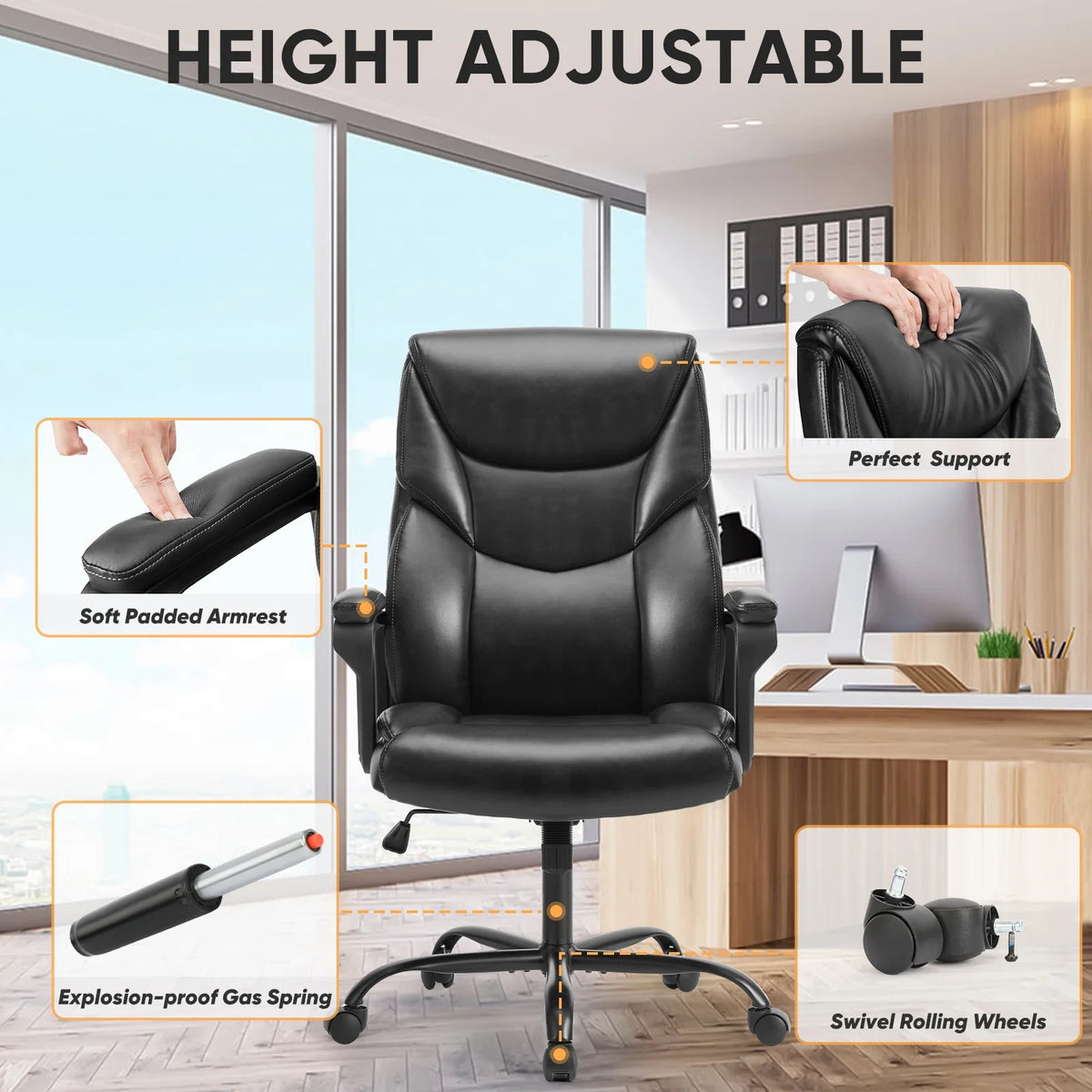 Pro Ergonomic PU Leather Gaming Chair with Lumbar Support