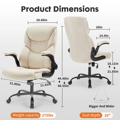 Executive Ergonomic Office Chair - Heavy Duty PU Leather Desk Chair
