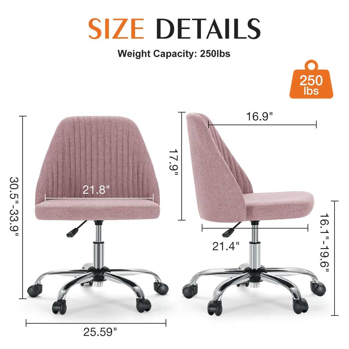 Modern Shell - Armless Fabric Vanity & Desk Chair