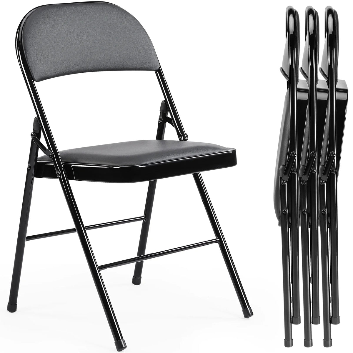 Elite - Padded PU Leather Folding Chairs (4-Pack)
