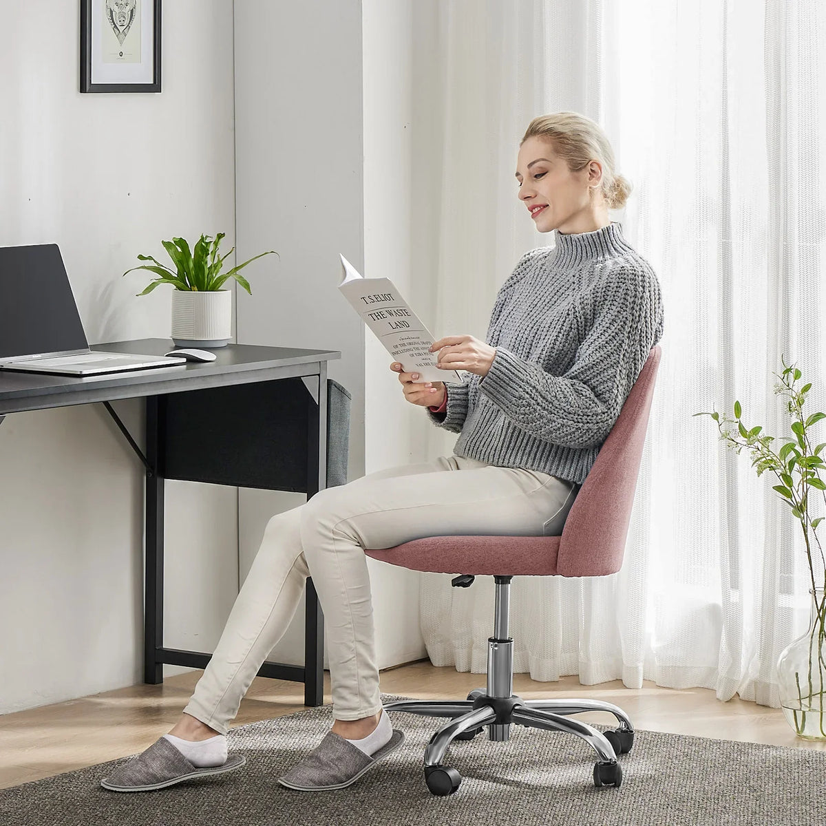 Modern Shell - Armless Fabric Vanity & Desk Chair