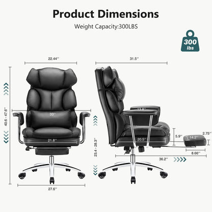 Executive - Ergonomic PU Leather Office Chair with Footrest