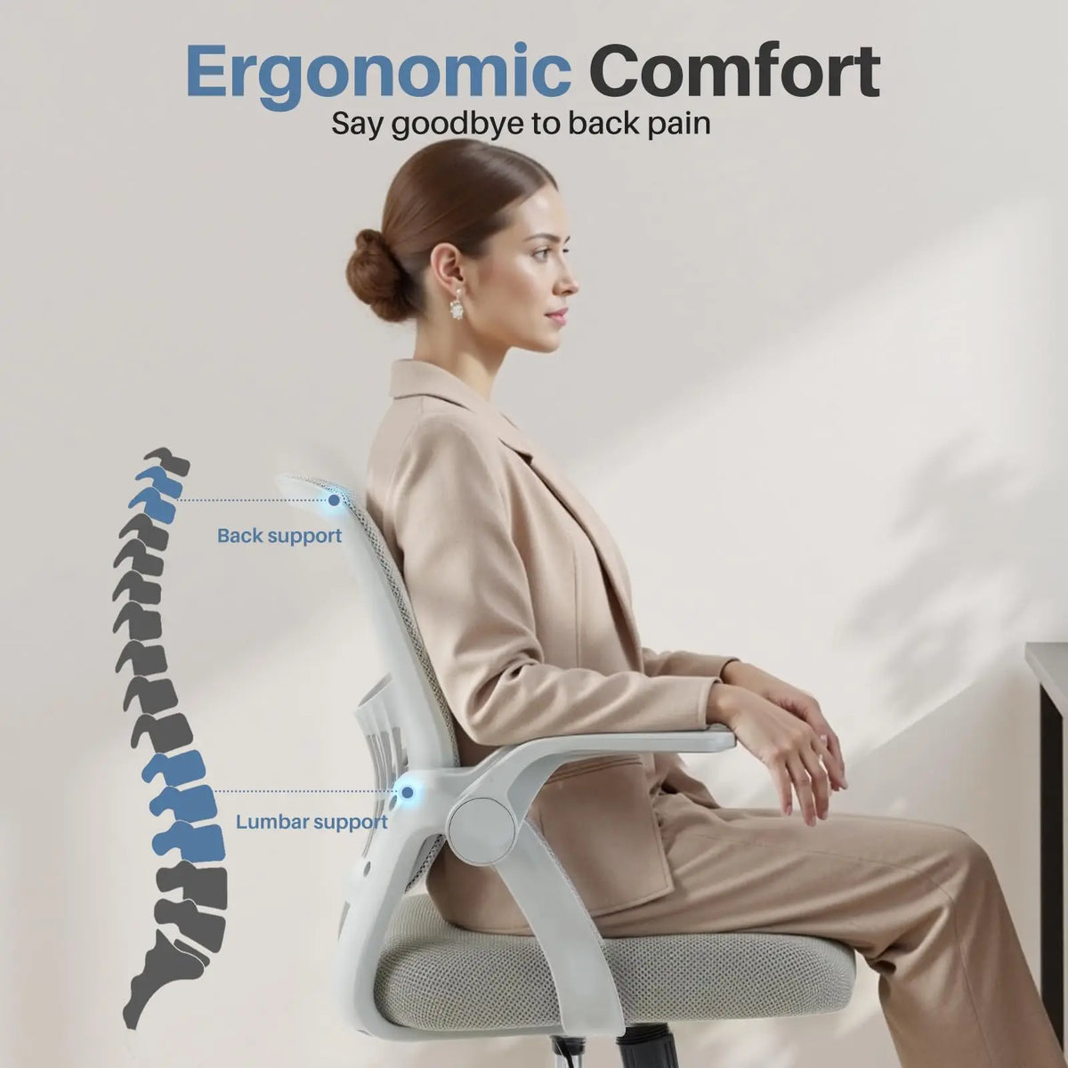 Ergonomic Mid-Back Mesh Office Chair - Lumbar Support Desk Chair