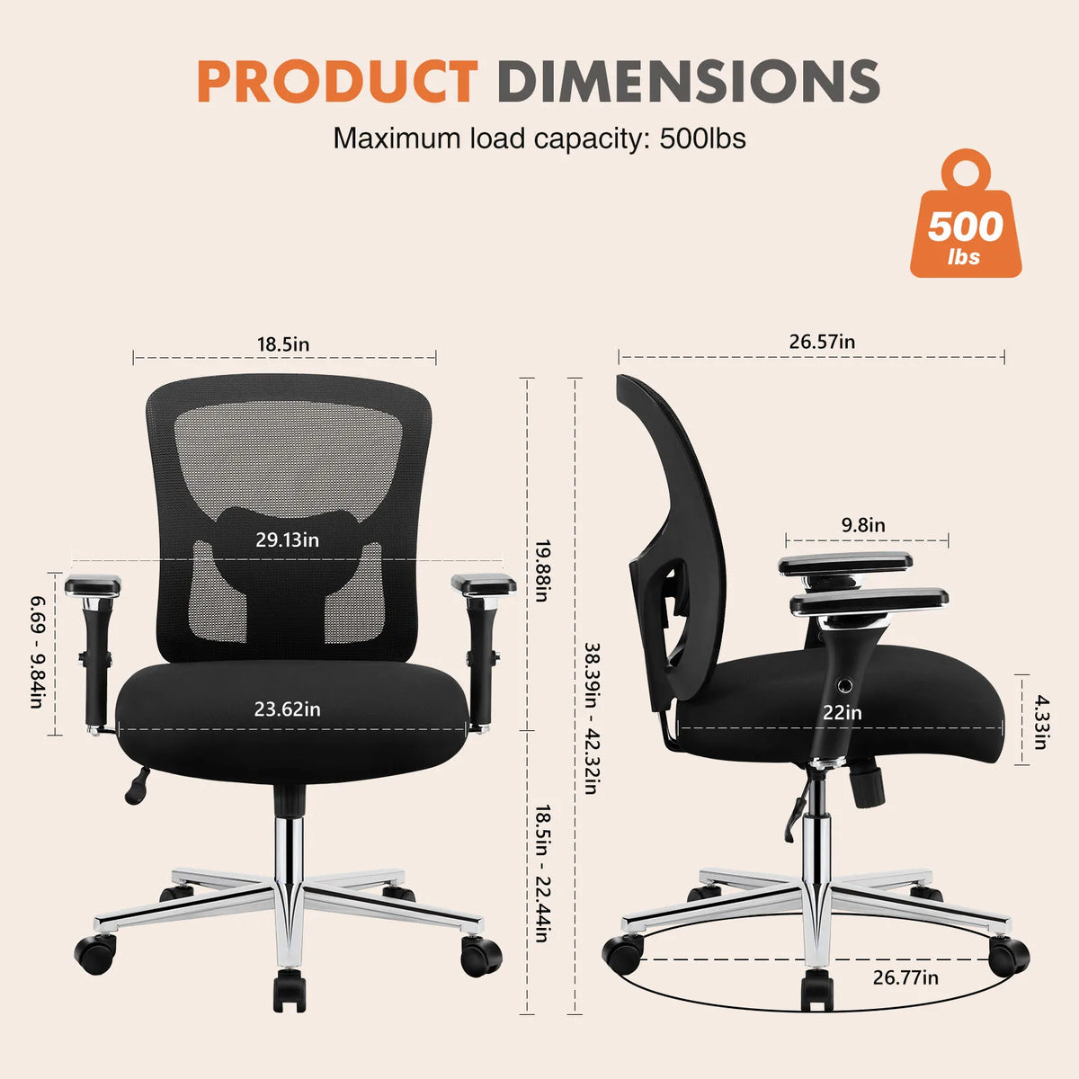Titan - 500lbs Heavy Duty Big & Tall Ergonomic Office Chair