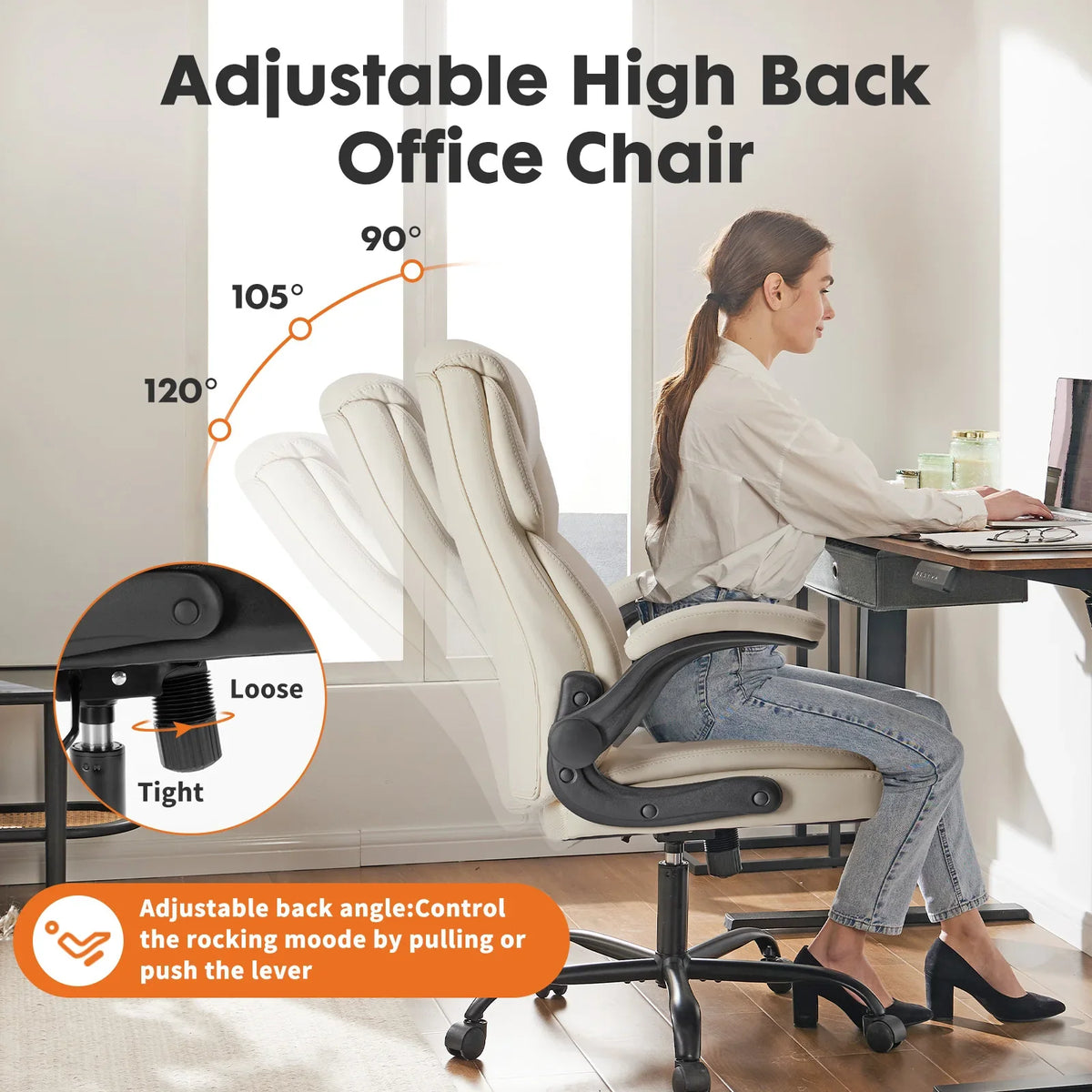 Executive Ergonomic Office Chair - Heavy Duty PU Leather Desk Chair