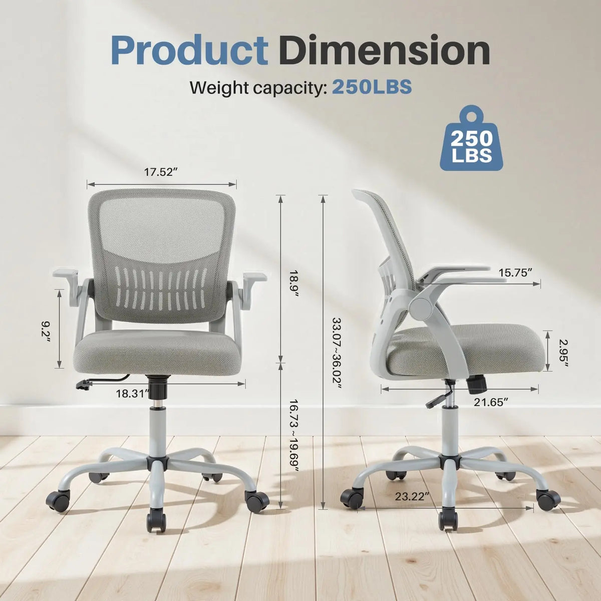 Ergonomic Mid-Back Mesh Office Chair - Lumbar Support Desk Chair