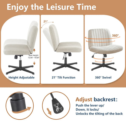Serenity - Cross Legged Armless Wide Swivel Office Chair