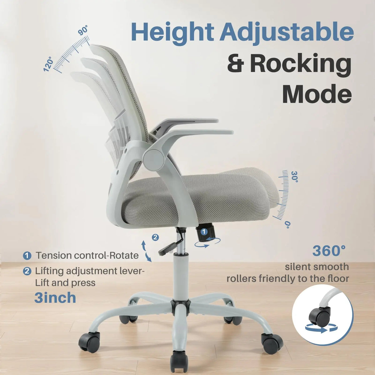 Ergonomic Mid-Back Mesh Office Chair - Lumbar Support Desk Chair