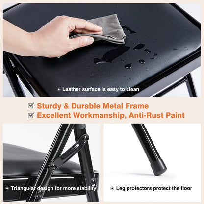 Elite - Padded PU Leather Folding Chairs (4-Pack)