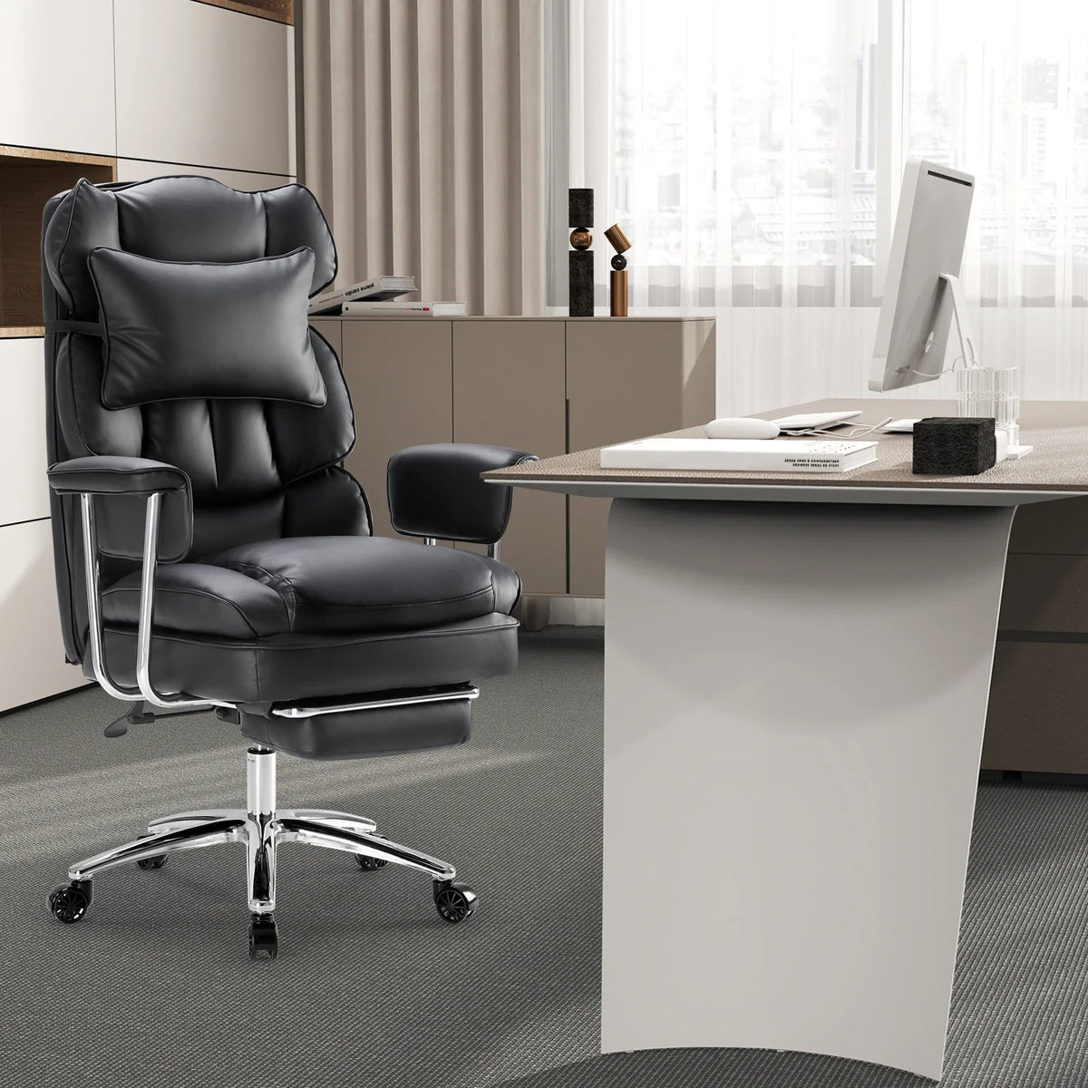 Executive - Ergonomic PU Leather Office Chair with Footrest