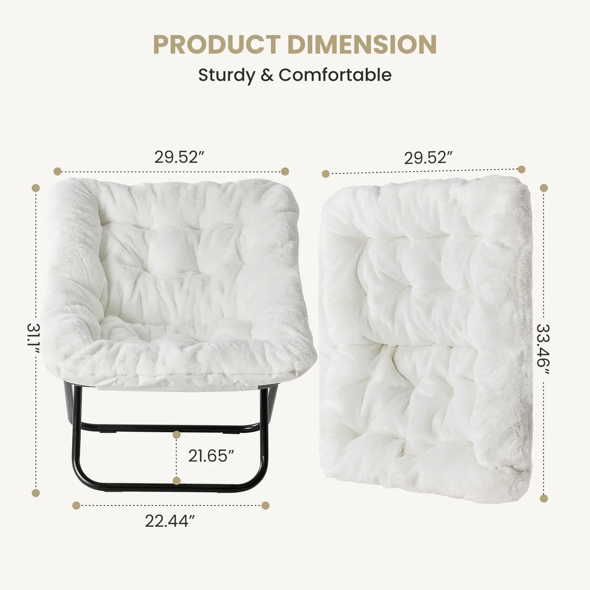 Cozy Saucer Chair - Faux Fur Folding Lounge Chair