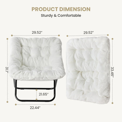 Cozy Saucer Chair - Faux Fur Folding Lounge Chair
